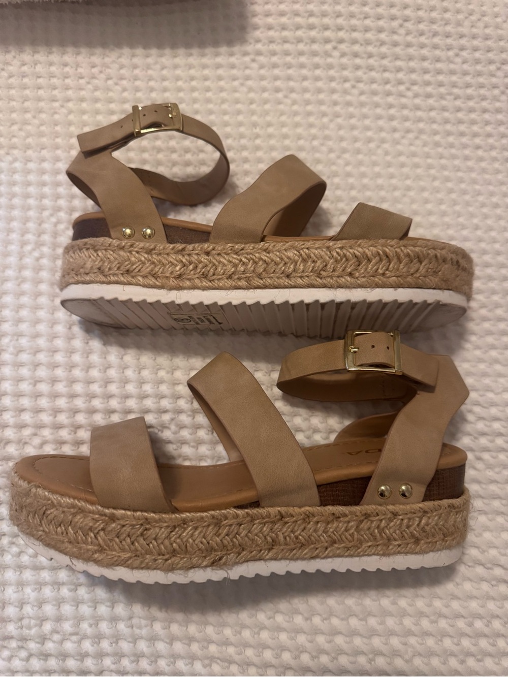 Soda Taupe Strappy Espadrille Platform Sandals